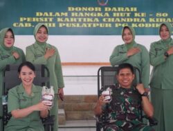 Danpuslatpur Hadiri Donor Darah HUT ke-80 Persit, Wujud Kepedulian Sosial untuk Masyarakat