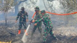 Turun ke Lapangan, Asops Kasdam Komandoi Pemadaman Karhutla di Lahan Gambut