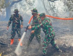 Turun ke Lapangan, Asops Kasdam Komandoi Pemadaman Karhutla di Lahan Gambut